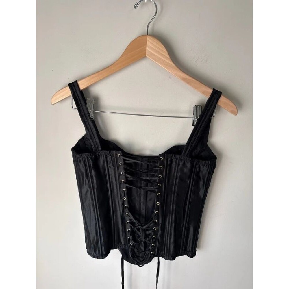 Victoria’s Secret Classic Corset Bustier Black Shiny 100% Silk